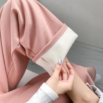 China Anti-wrinkle fleece thickened wide-leg pants women's 2021 new fall and winter sports warm casual pants loose pant women for sale