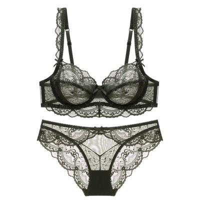 China Factory direct sales new ladies ultra-thin hollow lace viable underwear sexy bra set for sale