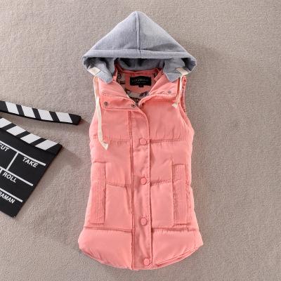 China 2021 fall and winter women's breathable Korean version of the cotton peach skin sports hooded women's vest for sale