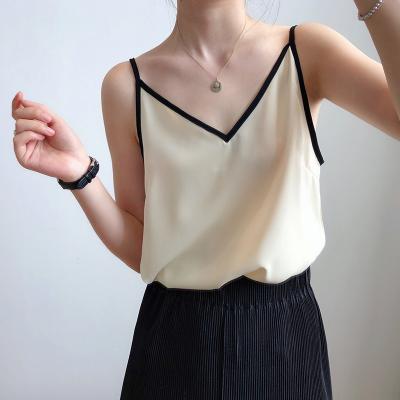 China Chiffon Camisole V-neck Summer Anti-pilling Sleeveless Shirt Inner Sleeveless Top Woman for sale