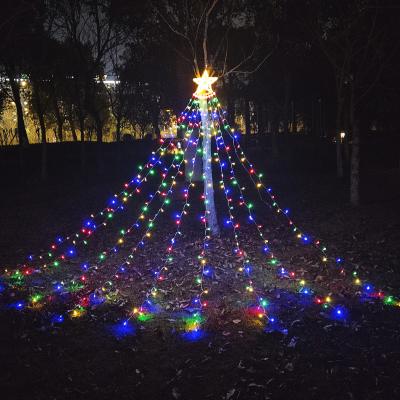 China Outdoor Star+Galaxy Christmas Decoration Star String Lights 315 Modes 8 LED Christmas Star Waterfall String Waterproof Flashing Fairy Light for sale