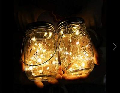 China LED Copper Wire Solar Mason Jar Light Bedroom Decorated Outdoor LED Patio Landscaping Wishing Lamp for sale