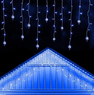 China Outdoor Indoor LED Christmas Icicle Lights Outdoor Drip Curtain Fairy Lights Icicle String Light 8 Modes with 30 Drops for sale