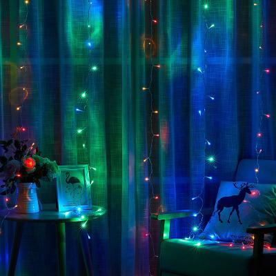 China Rattan Ball LED Window Curtain String Light for Wedding Party Garden Decorations for sale