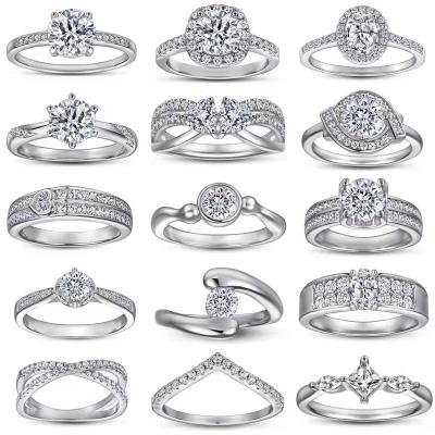 China TRENDY Wedding Ring Rhodium Plated Jewelry Women Non Tarnish Finger Engagement Ring 925 Sterling Silver for sale