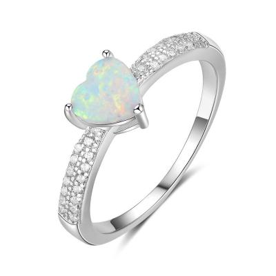 China FASHION ready to ship Trade Assurance 925 Sterling Silver Heart Ring with Opal for sale