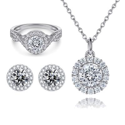 China CLASSIC Classic Jewelry Set 925 Sterling Silver Women Round Shaped Non Tarnish Zircon Jewelry Sets for sale