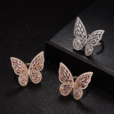 China TRENDY Butterfly Rings New Fashion Brass Jewelry Butterfly Ring For Women for sale