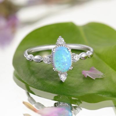 China FASHION ready to ship wedding rings high quality 925 Sterling Silver Opal Ring for sale