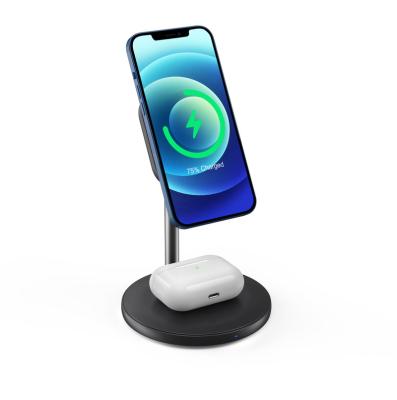 China 2021 New Arrival 15W Multi Wireless Charging Magnet Fast Charging 3 in 1 Magnetic Wireless Charger Holder for iPhone 12 Air Pods for Galaxy Buds+ for sale