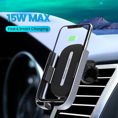 China 2021 New Product Car Charger 15W Wireless Fast Wireless Car Charger Phone Holder Fully Automatic Mount for sale