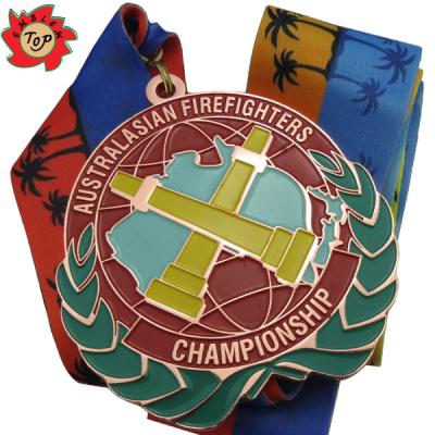 China Metal Manufacturer Custom Design Wholesale Metal Medal Award Zinc Alloy Medal With Sublimation Ribbon for sale