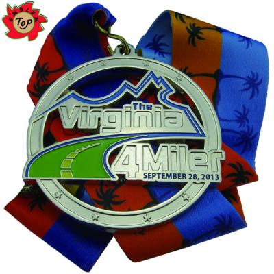 China Metal Custom Design Metal Wholesale Medal Award Zinc Alloy Medal With Sublimation Ribbon Custom Military Medal for sale