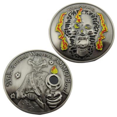 China Europe metal custom skullcoin coin collection souvenir silver coin challenge double sided coins for sale