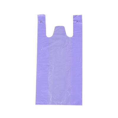 China Factory Shopping Custom HDPE LDPE Recyclable Small Plastic Purple T-Shirt Bags For Supermarket Household for sale