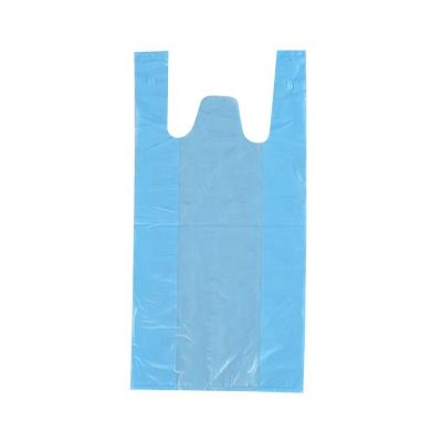 China Recyclable Customized LDPE HDPE Printed T Shirt Style Durable Blue Wholesale Plastic Bag For Supermarket for sale