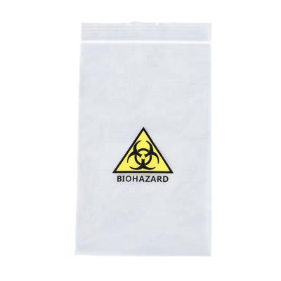 China Disposable customized printed plastic bag resealable clear logo LDPE specimen bags for lab/hospital/clinic for sale