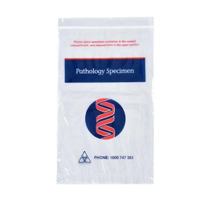 China Factory Wholesale Disposable High Quality LDPE Clear Handle Plastic Resealable Seal Bags Medical Lab Specimen Bags for sale