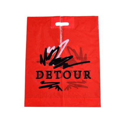 China Wholesale High Quality Custom Shopping Bags Recyclable Die Cut Red LDPE Plastic Pouches With Haddle for sale