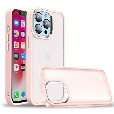 China Original Color Silicone Shockproof View Phone Case For iPhone 13 12 11 Pro Max Clear Metal Camera Protection Hybrid Cover for sale