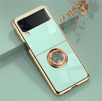 China Electroplating Tpu High Rank tpu Ring Stand Phone Case for Samsung z flip 3, for z flip3 luxury case for sale