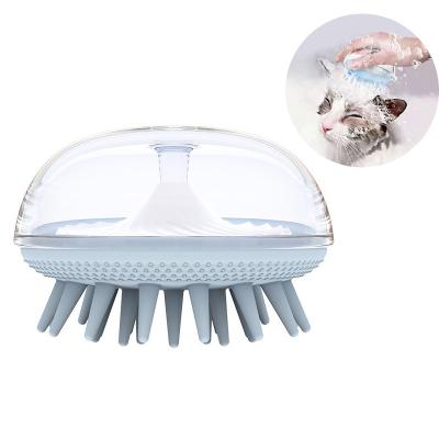 China New Viable Dogs Grooming Pet Shampoo Brush With Reservoir | Easy To Clean Massage Bristle Soothing Rubber Curry Comb For Dogs And Cats for sale