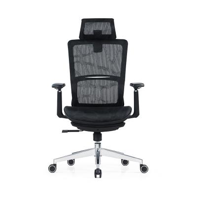 China Adjustable (height) High quality Black full mesh high back office chairs reclining office chair with footrest for sale