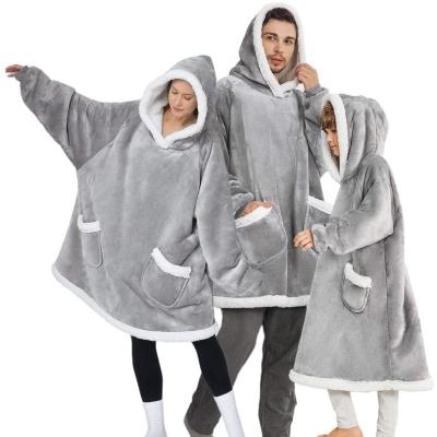 China New Design Winter Sherpa Fashionable Polyester Anti-static Solid Short Fleece Super Hoodie Blanket Long for sale