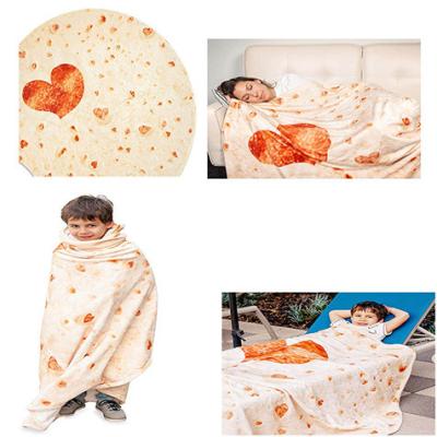 China Anti-Static Cotton Portable Weighted Baby Around Double Sided 100%Cotton Throw Adult Taco Tortilla Pizza Burritos Blanket for sale