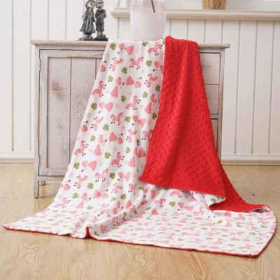 China Double Layer Anti-pilling New Design Super Soft Plush Dotted Support Lovely Animals Printed Baby Blanket for sale