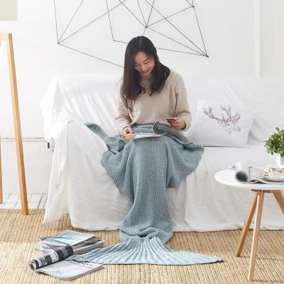 China Anti-static Fashion Nordic Mermaid Cover Warm Multi Colors Soft Adults Kids Breathable Sweater Fleece Throw Blanket for sale