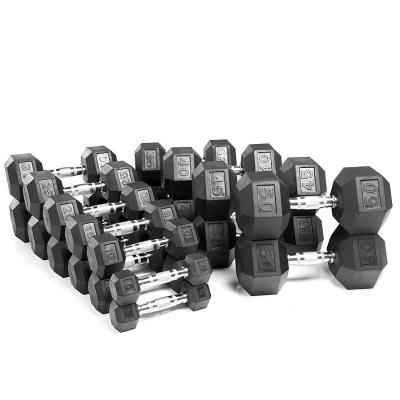 China Universal High Quality Power Training Equipment Rubber Hex Dumbbell Set for sale