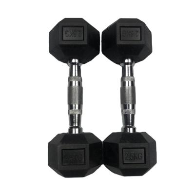 China Universal Factory Sale Gym Equipment 20kg Dumbbell Set Hex Dumbbell Rubber Dumbbell Universal for sale