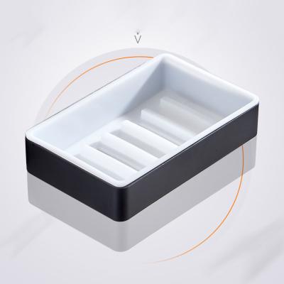 China Sustainable Space Aluminum Hot Selling Eco Friendly Bathroom Accessory Sets Soap Basket With Metal Base Shower Soap Dish Soap Holder for sale