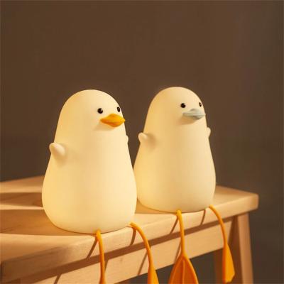 China Modern Cute Duck Table Lamp Rechargeable Touch Control Children Sleep Lovely Animal Smart Night Light for Kids Room Decoration for sale