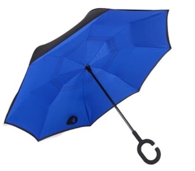 China CLASSIC Custom Double Layer Inverted Auto Open Reverse Umbrella With C Handle for sale