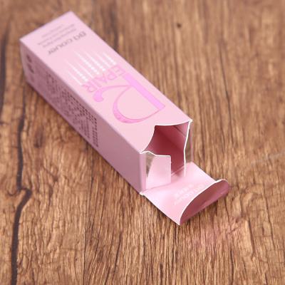 China Hot Sale Customized Recyclable Silver Lip Gloss Tube Hot Stamping Folding Cosmetics Packaging Paper Box for sale