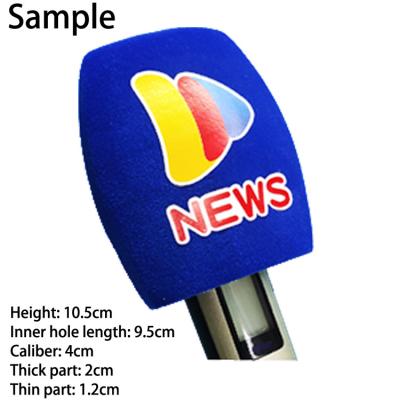 China Other Customized Velvet Microphone Foam Cover Triangle Printing Covers Mic Windscreen Logo Sponge For TV Channels Journalists Interview for sale