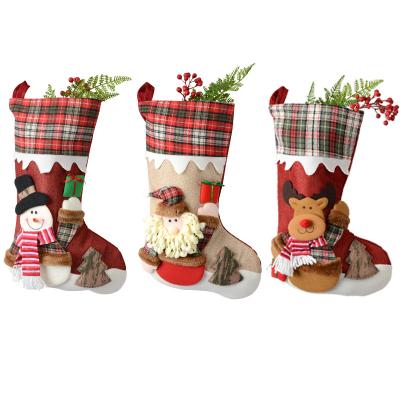 China Polyester Fiber Christmas Decorations Christmas Socks Gift Bags Creative Hanging Candy Gift Bags for sale