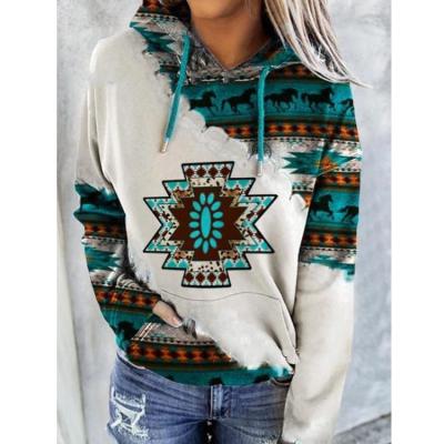 China Fashion Anti-wrinkle Fashion Hot Selling Women's Long Sleeve Women's Ethnic Style Printed Sweater Women's Fall/Winter Hoodie for sale