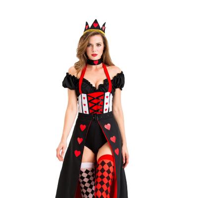 China Princess Role Playing Queens Long Dress Hearts Poker Queen Halloween Cosplay Anti-Static for sale