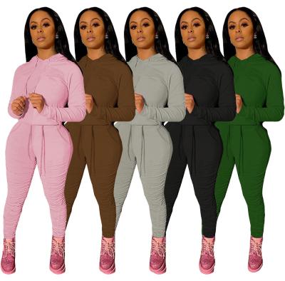 China Anti-pilling Hoodie Skinny Tracksuit Women Sporty 2 Piece Long Sleeve Gaiters Matching Casual Fitness Clothing Set Suit for sale