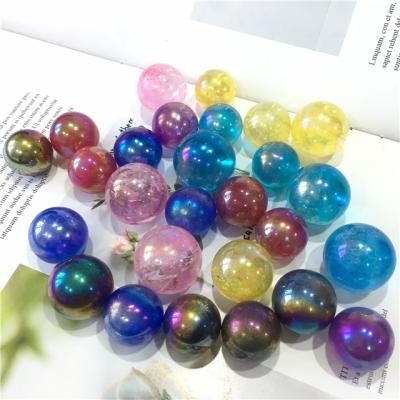 China Europe Sale Natural Healing Crystals Stones Colorful Angel Aura Clear Quartz Ball Sphere For Home Decoration for sale