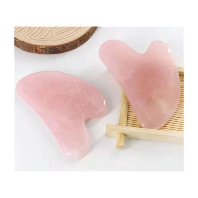 China Europe Heart Shaped Board Rose Quartz Pink Jade Stone Gua Sha Guasha Massage Scraping Tool For Facial Care for sale