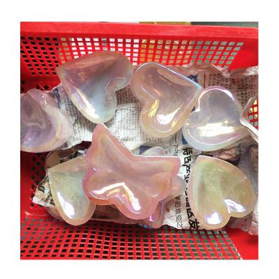 China Europe wholesale customized high quality crystal rose quartz aura angel heart star bowls butterfly shape bowl for decoration for sale