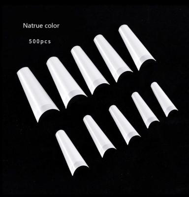 China Pocket 500pcs Full Cover Artificial Fake Nail Tips French Nail Tips Flexibility Nature Color Crew Style Crew Cut Nail Tips for sale