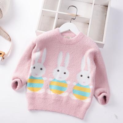 China Wholesale Winter Autumn Children's Sweater Little Girls Cartoon Rabbit Anti-Shrink Rabbit Girl Kids Sweater Mink Wool Children's Sweater for sale