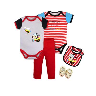 China Comfotable 5pcs set boutique satin baby animal short rompers baby sweater rompers+shoes+pants+bibs for sale