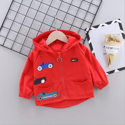 China wholesale fashion children's jackets boys cartoon car printing boys Anti-wrinkle coated children's jackets spring and autumn boys hat for sale