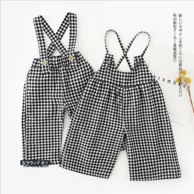 China Spring Autumn Girls Loose Pants Kids Stocked Parride Pants Girls Jumpsuits Plaid Kids Jumpsuits for sale